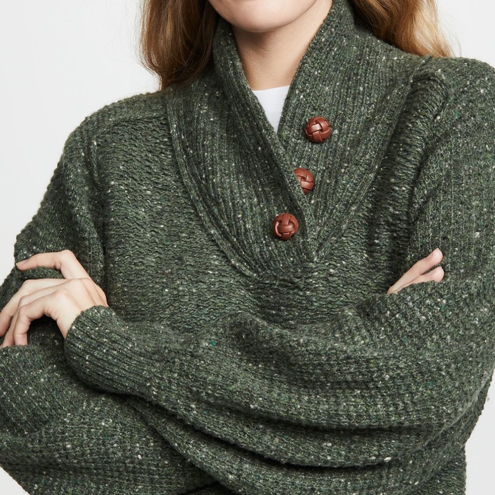 Rag & Bone Army Klark Button-up Wool Sweater NWT